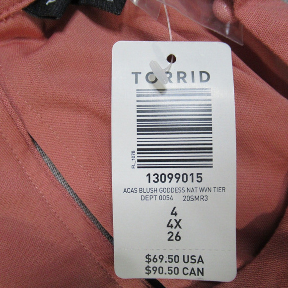 Torrid Dress Womens Size 4 Pink Blush Goddess Natural Woven Tiered Maxi Boho NWT - Picture 13 of 14